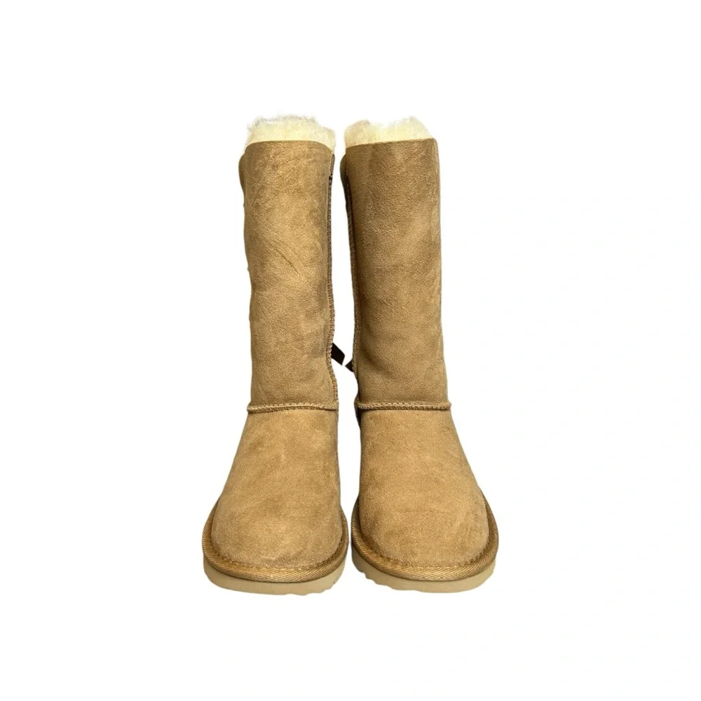 NEW UGG Bailey Bow II Tall Chestnut Suede Triple Bow Girls Boots